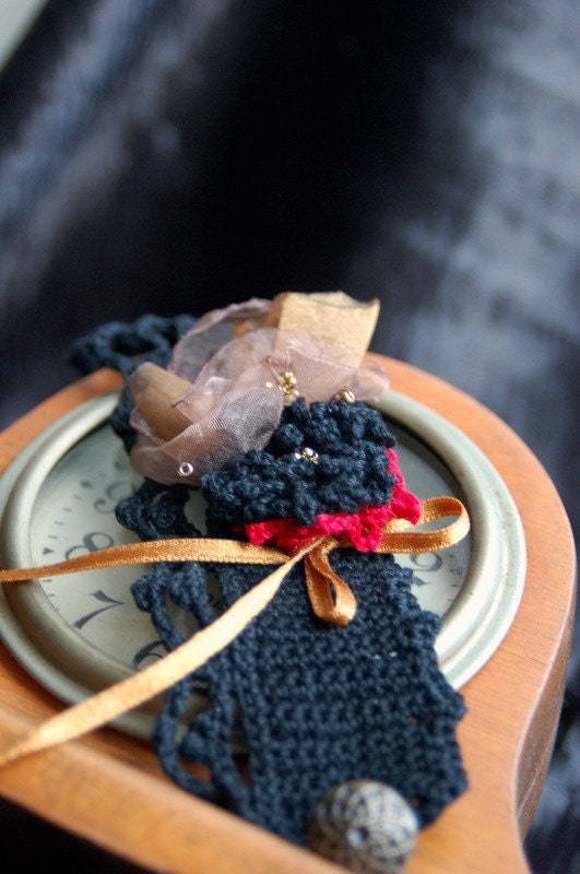 SALE-Ready to ship Black Victorian style bracelet with roses.