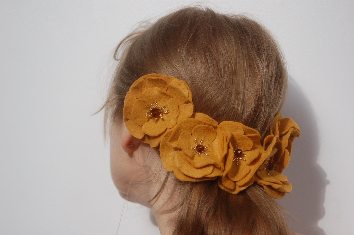 Mustard yellow hair clips set off three .SALE Ready to ship