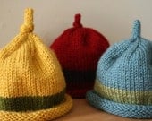 The Nubbin - Custom knit top knot hat, newborn to 4T, choose size and colours