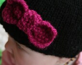 The Poppy - Custom knit bow hat, newborn to 4T choose size and colours
