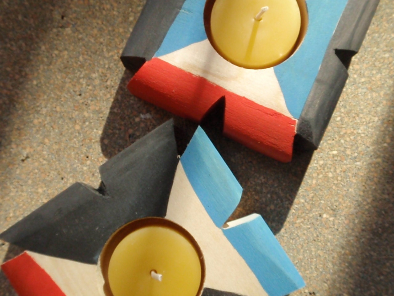 signals / tribal modern candle holder /color block artifacts - prettydreamer