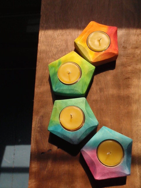 spectrum - waldorf candle holders  - (set of 4)
