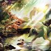 Fireflies. mermaid ariel lake swim water fantasy art print