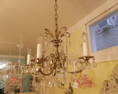 FAB antique brass bronze chandelier vintage crystal shabby chic can be painted any color