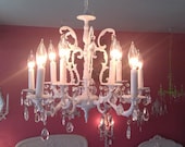 large antique crystal chandelier shabby chic white prairie french cottage awesome vintage lighting