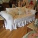 custom shabby sofa chic chenille bedspread slipcover white pink roses couch cottage prairie