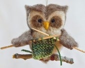 Needle Felted Owl Ornament - Knitting