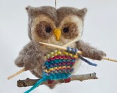 Needle Felted Owl Ornament - Knitting