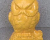 Ceramic OWL ,Bright Yellow Vintage ceramic owl Bank