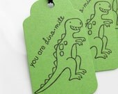 Dinosaur Party Tags You are Dino-Mite - Set of 8 - Custom Colors Available - Kids Birthday Party Favor Tags Il_170x135