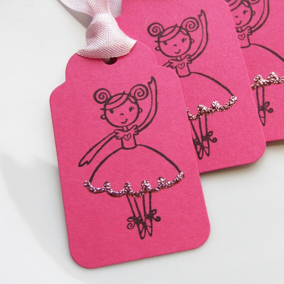 Ballerina Party Tags - Set of 6 - Custom Colors Available - Ballerina Gift Tags Ballet Birthday Party Favor Tags Il_570xn