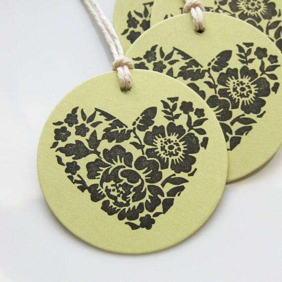 Heart Gift Tags Floral Heart - Set of 8 - Custom Colors Available - Wedding Tags Bridal Shower Favor Tags Il_570xn