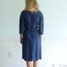 5th Avenue Vintage 50s Half Sleeve Fitted Navy Blue Knee Length Dress SMALL S