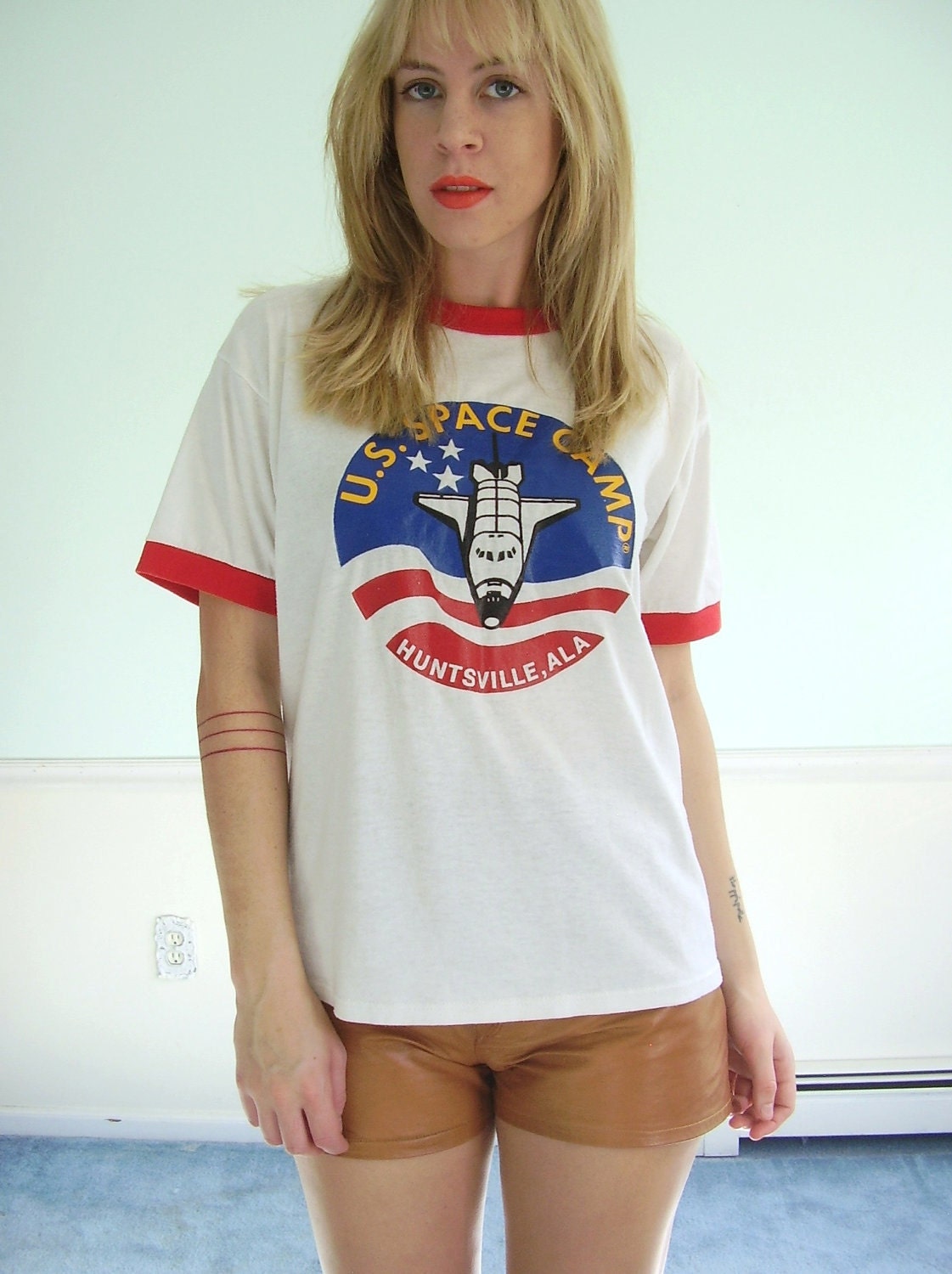 20% off Cyber Monday Space Camp Vintage 80s SS Grapic Ringer Tee S/M