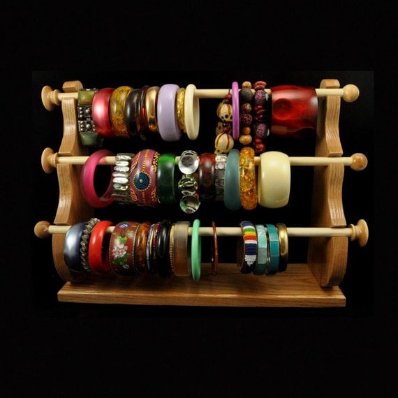 Standing Bracelet Holder Organizer Storage Display Oak