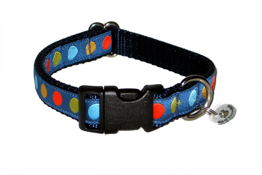 Colorful Polka Dot Dog Collar / 3/4" Medium Dog Collar Polka Dots