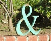 AMPERSAND & AND recyled wood sign - you pick color- wall hanging home decor antique vintage shabby style
