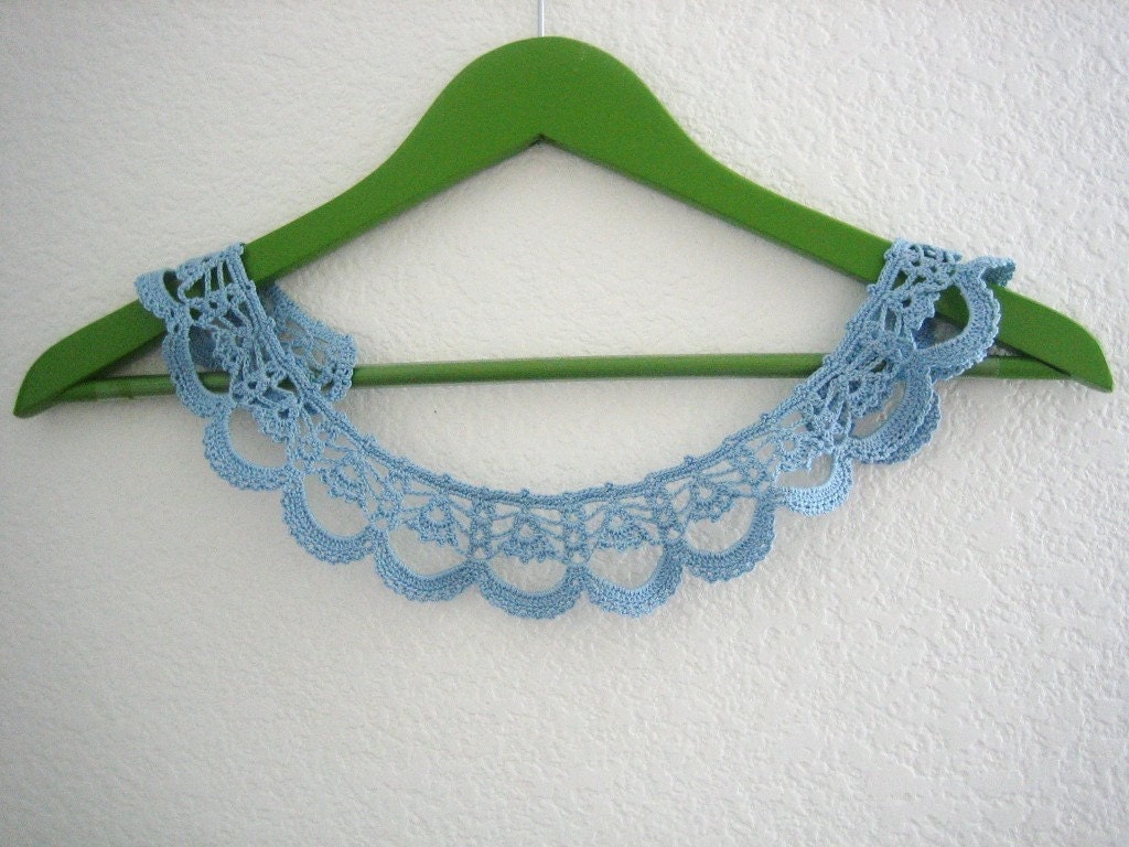 Blue crochet collar, necklace handcrochet, women accessory, new, made by Demet