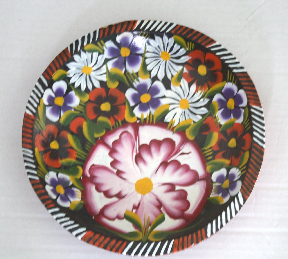 Hand Painted Mexican Bowl - Multi Color - Pink - Red - Black - White - Purple - Home and Living -   Housewares Bowl