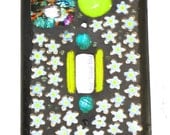 Dichroic Glass Mosaic Switchplate - Lime Green - Flower Beads - Murano - Turquoise -  Home and Living -  Home Decor