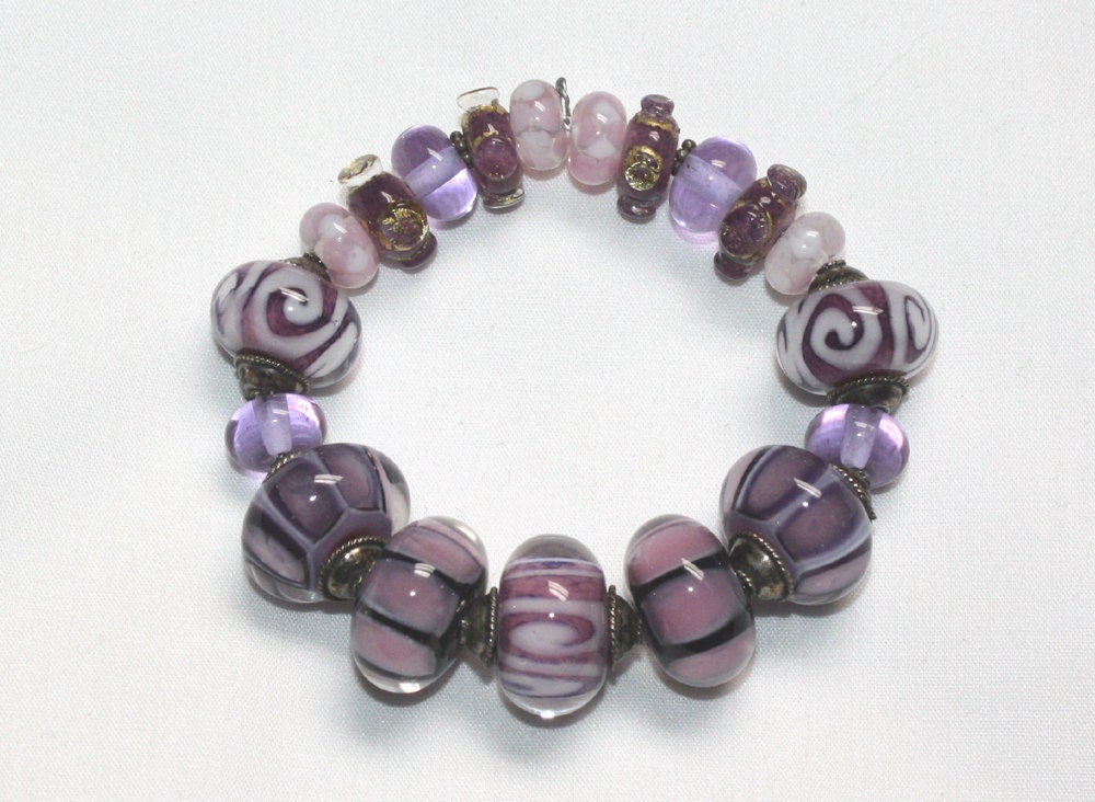 Purple Lampwork Beads - Supplies Bead - Jewelry Bracelet  - Jewelry Earrings