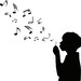 Boy Blowing Music Notes Wall Decal Sticker Bubbles Nursery Kid Room Girl Baby