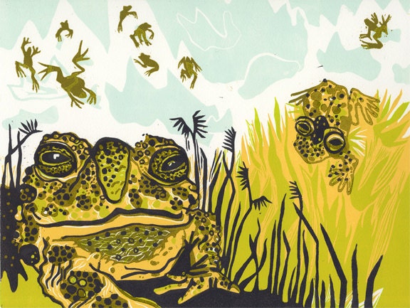 Wyoming Toad Original Woodcut