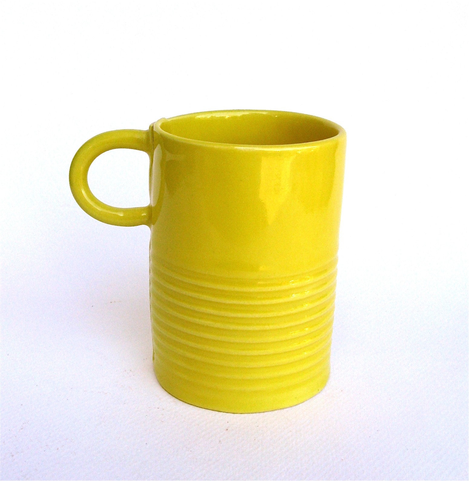 festive happy  hand built porcelain yellow cup