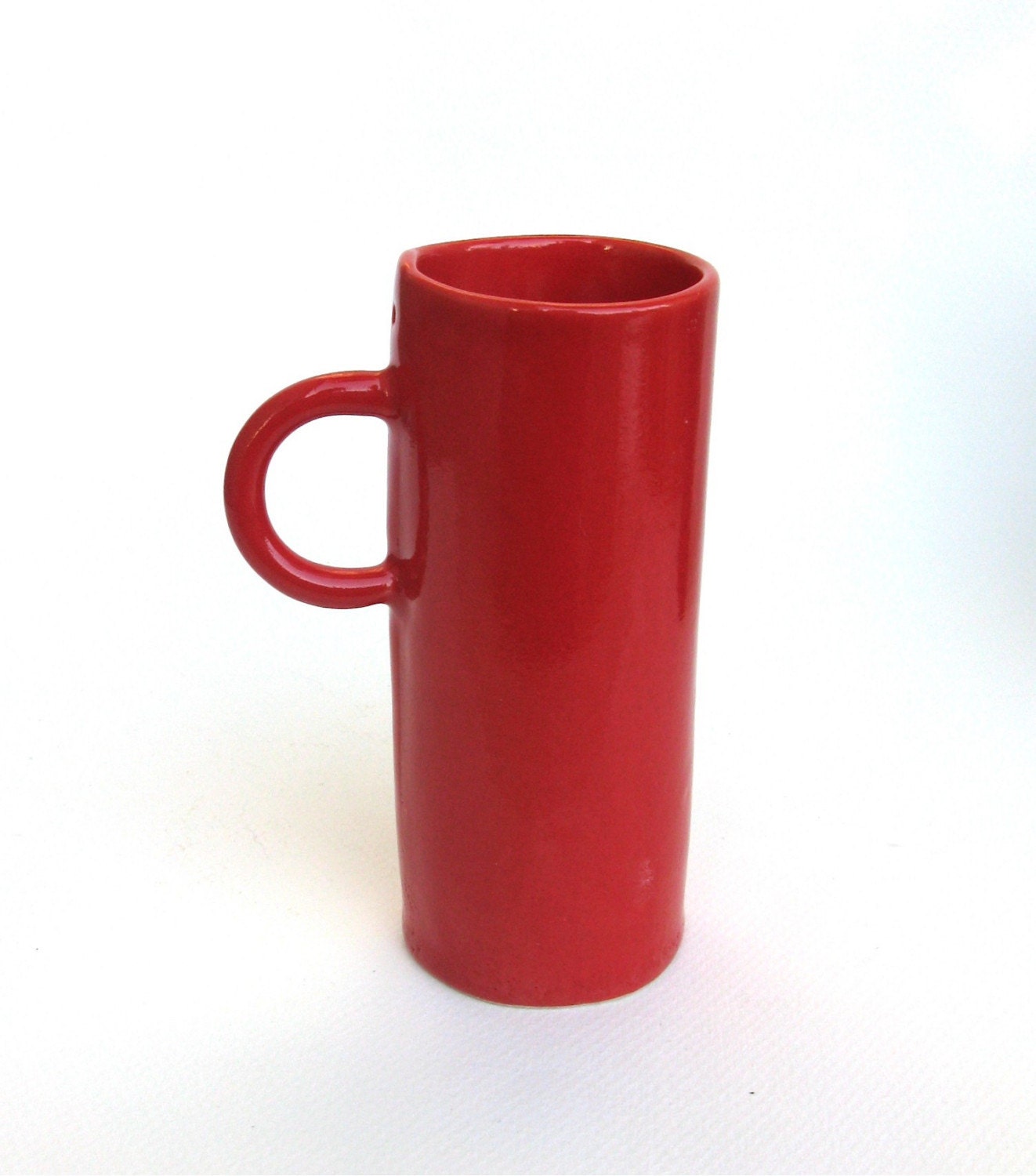 wonderful whimsical festive hand built porcelain cup ...   red
