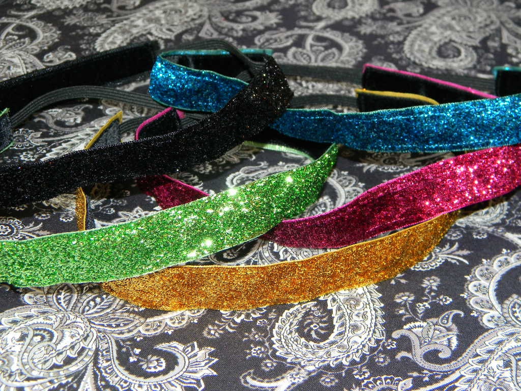 1 Non-slip Headband, 17 glittery colors to choose from. GREAT for sports
