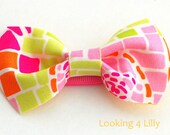Fabric Hair Bow Made with Lilly Pulitzer fabric Preppy Hair Bow Girls Hair Bow