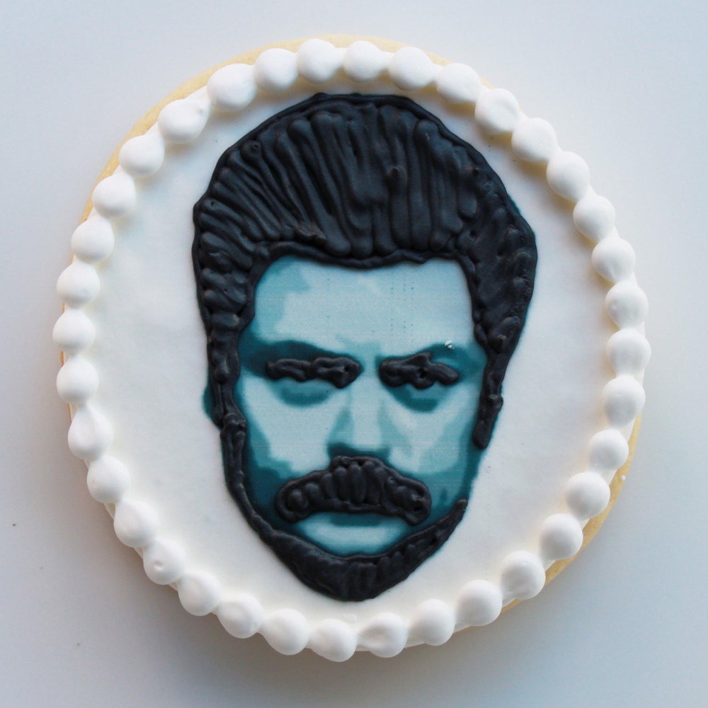 Ron Swanson Valentine Cookie Gift Box (Vanilla) Half Dozen - MADE TO ORDER