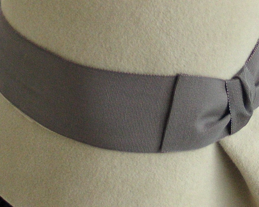 Gray wool velour cloche hat with pleated brim