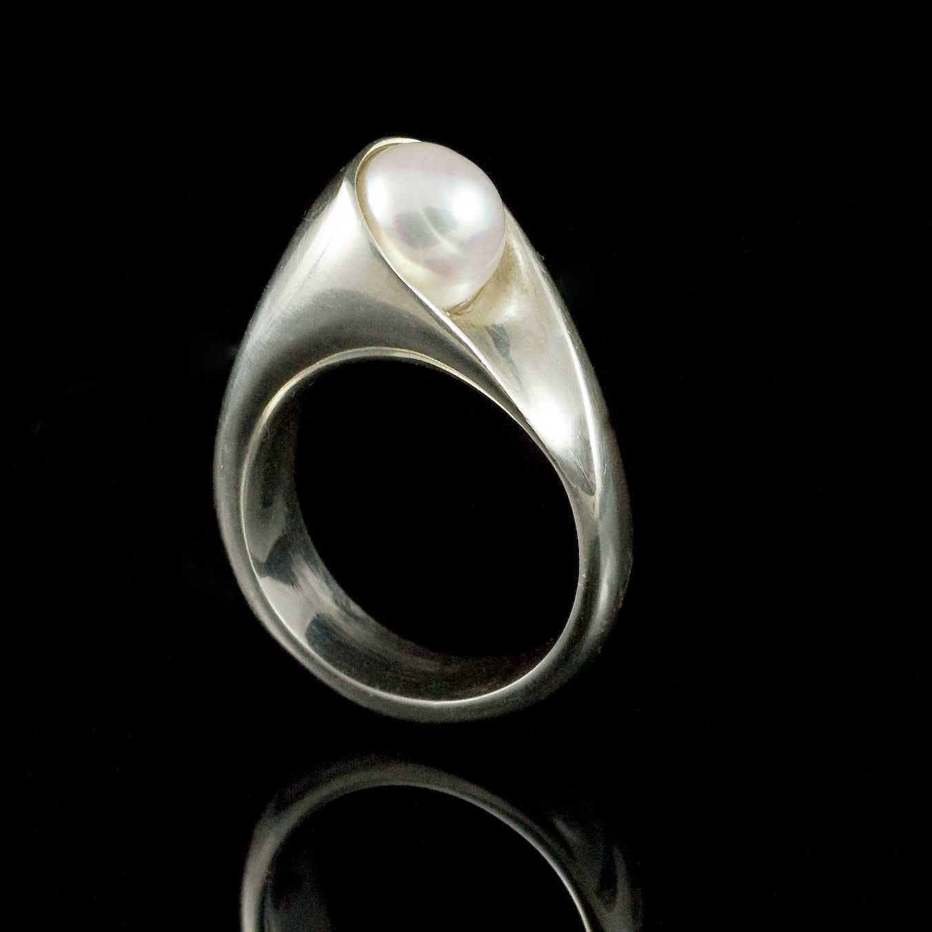 Wrapped White Pearl Sterling Silver Ring