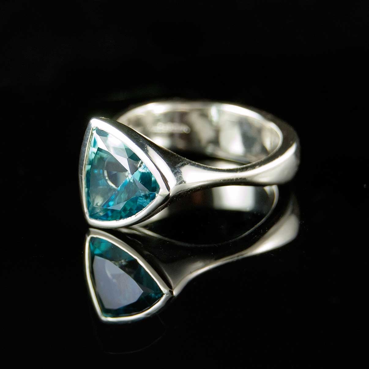 Ice Tetra Sterling Silver Ring with Teal Blue Topaz Gemstone Ring