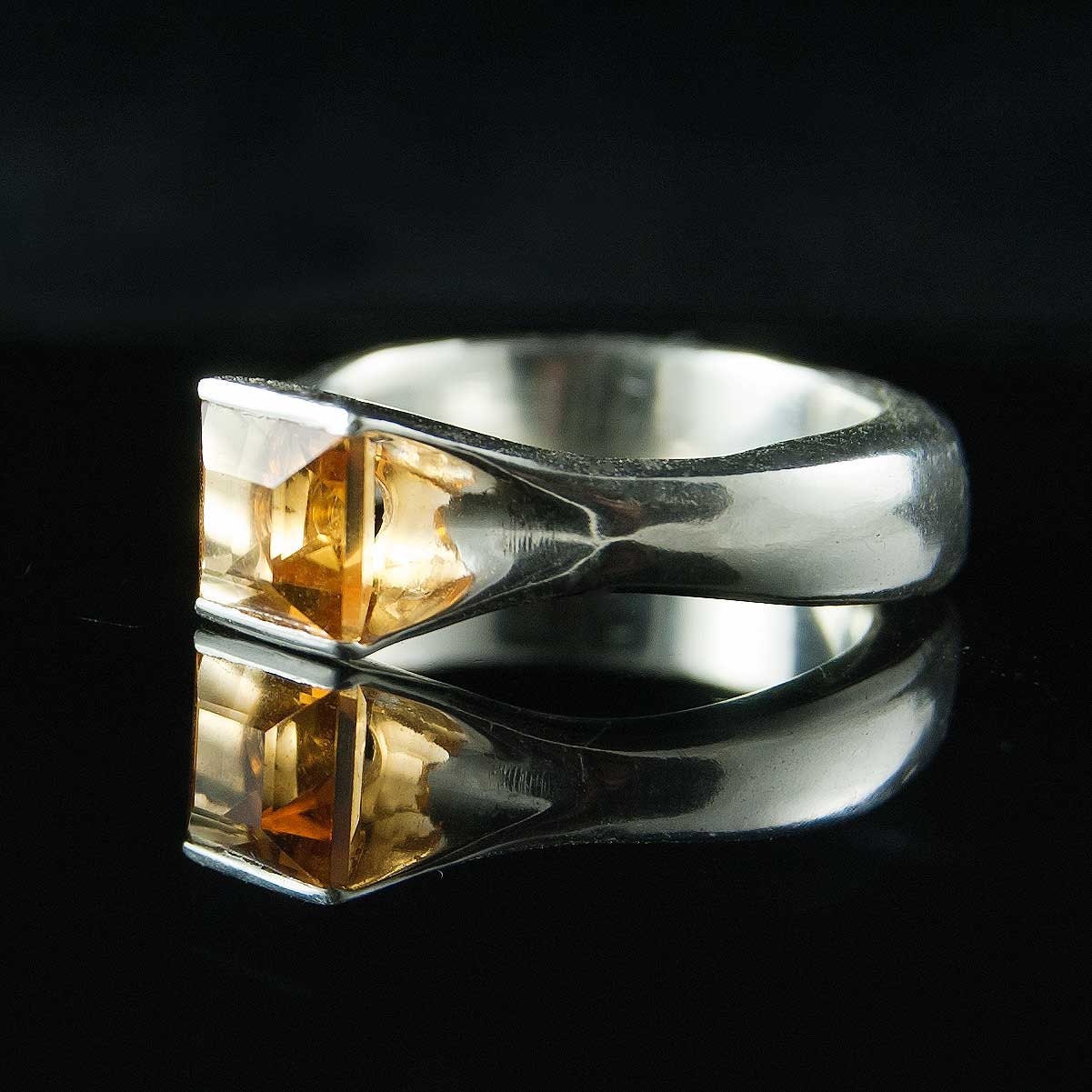 Princess Cut Citrine Fold Ring Sterling Silver Gemstone Ring