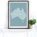 Australia Type Map in Sheer Slate - decorative screen print