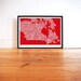 Canada Type Map in Poppy Red - decorative screen print