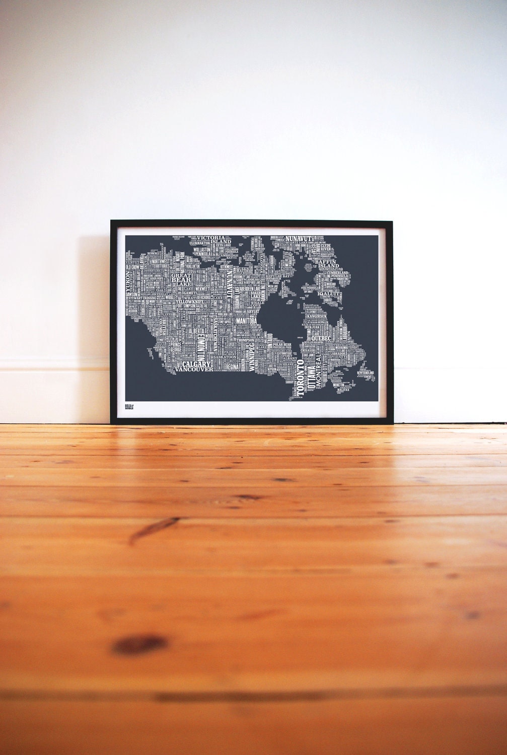 Canada Type Map in Sheer Slate - decorative screen print