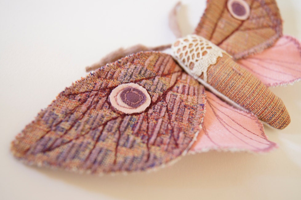 Soft Sculpture Moth Pink with Vintage Lace / Upholstery Fabric