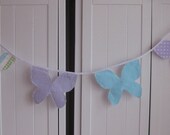 Butterfly Bunting / Banner Pink Lilac Turquoise with Laura Ashley Clementine Fabric room decor nursery baby shower party photo prop Il_170x135