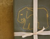 elephant napkin set, gold and lavender