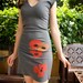 dress - SMALL - poppy shapes dress, handmade, baby rib fabric, asphalt with red flowers