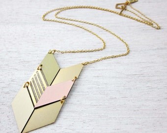 Formica Long Tribal Necklace in Gold, chevron arrow geometric jewelry