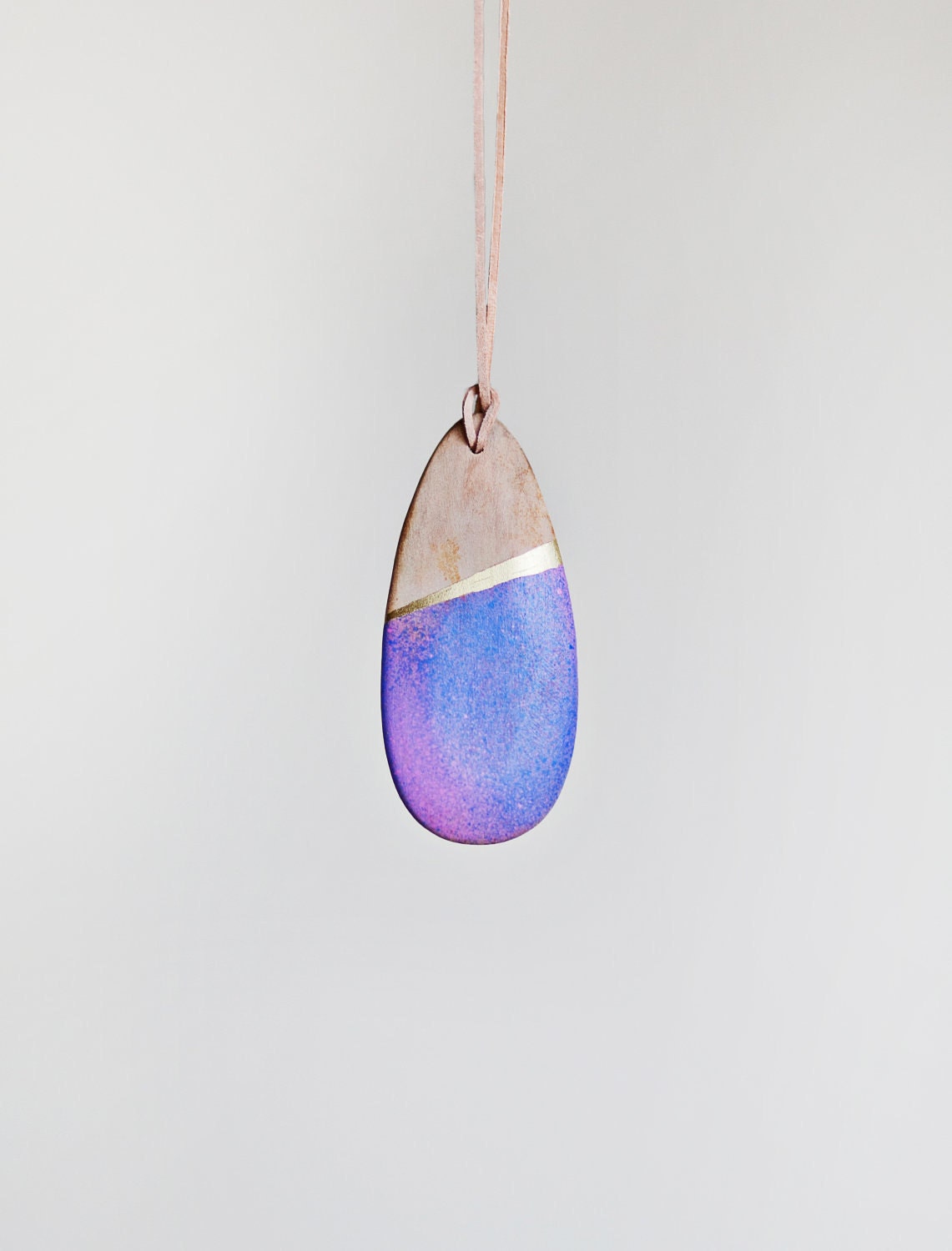 Wooden Boho Necklace / Blue Purple Necklace / SALE