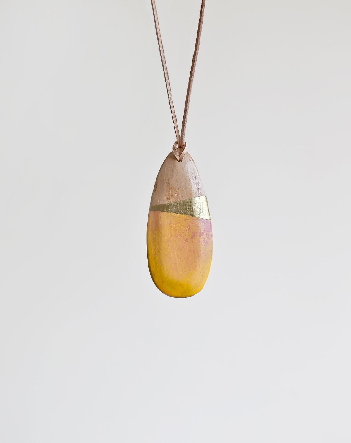 Wooden Boho Necklace / Yellow Necklace / SALE