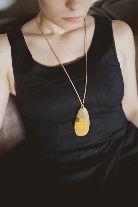 Wooden Boho Necklace / Blue Purple Necklace / SALE