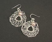 Crocheted Fine Silver Earrings with Pink FWP