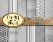 Shades of Grey 1 - Light Grey Tones - Digital Paper Pack - Scrapbooking Backgrounds - 12 x 12 - Set of 12