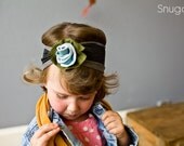 stretch DENIM Petite Rose soft Snugars headband- Fall and winter Berry ice or Pumpkin